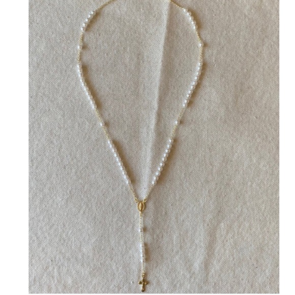 New 18k Gold Filled Our Lady of Grace Pearl Rosary Necklace. - Picture 3 of 5